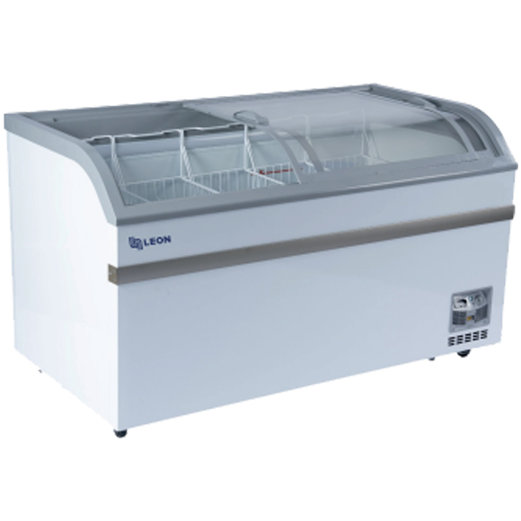 congelador horizontal vidrio semi curva tipo isla 500 litros Dual