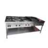 Estufa industrial en acero inoxidable con quemadores y plancha