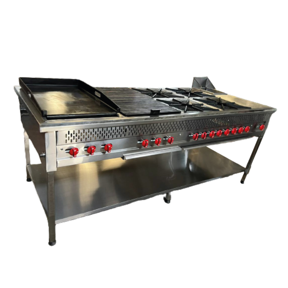Módulo 1 Plancha + Parrilla + 4 Fogones Dobles + 1 Freidor